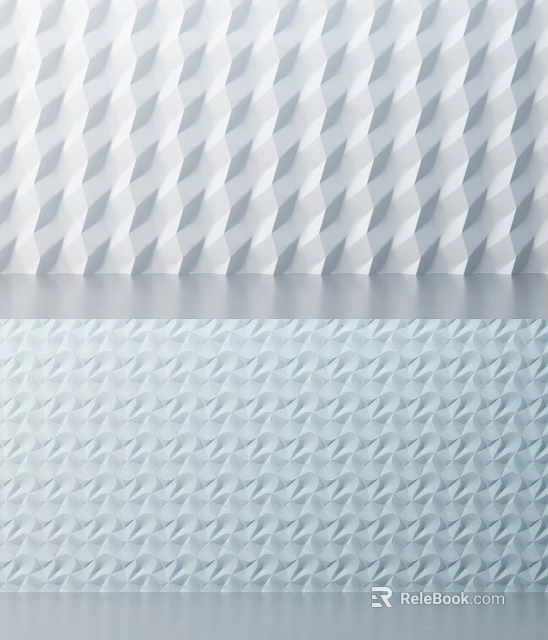 3D Textured Wall Design With Geometric Patterns In Light Blue And White Tones 3d model