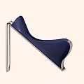 Modern Leisure Chair With Dark Blue Fabric And Sturdy Metal Frame Design