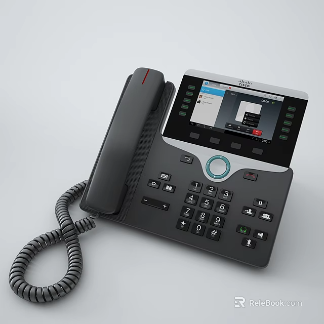 Modern Digital Office Phone With Touchscreen Display Numeric Keypad And Handset 3d model 
