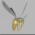Intelligent Robotic Insect Machine With Metallic Wings Detailed Legs And Antennas