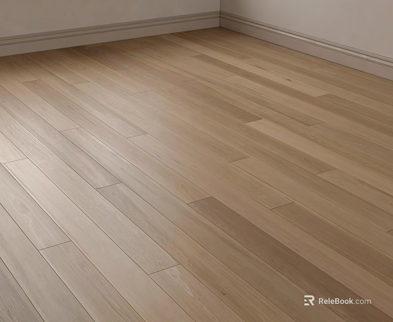 Light Natural Wooden Flooring Neatly Laid With Smooth Surface And White Baseboard 3d model 