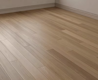 Light Natural Wooden Flooring Neatly Laid With Smooth Surface And White Baseboard 3d model
