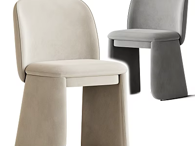 Modern Design Beige And Gray Accent Chairs With Comfortable Seats And Wide Legs 3d model