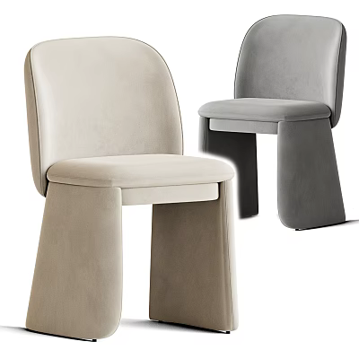 Modern Design Beige And Gray Accent Chairs With Comfortable Seats And Wide Legs 3d model