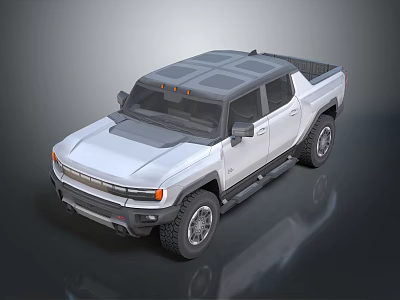 White Military Pickup Truck With Modern Design And Rugged Off Road Tires 3d model
