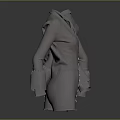 Silver Metallic Women's Coat 3D Model With Front And Back Views And Button Details