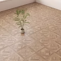 Patterned Wooden Flooring With Natural Wood Tone In Indoor Space And Potted Plant