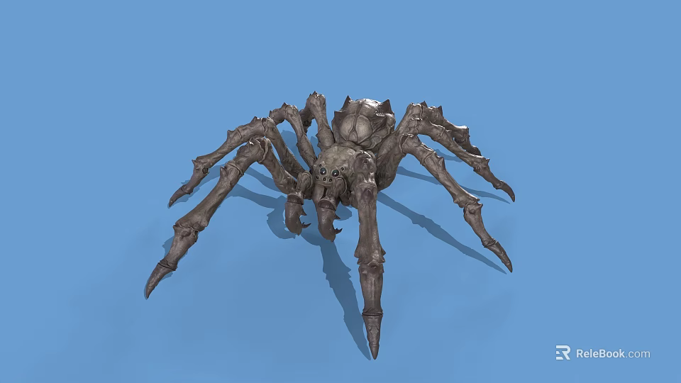 Realistic Spider 3D Model with Detailed Legs and Textured Exterior on Blue Background 3d model 