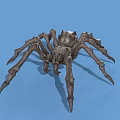 Realistic Spider 3D Model with Detailed Legs and Textured Exterior on Blue Background