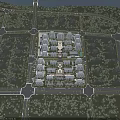 Aerial Planning of Modern Residential Community With Buildings Layout Green Spaces and Road Networks
