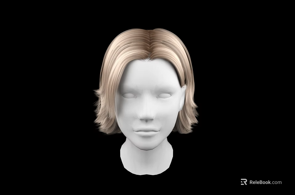 Game and Movie Character 3D Head Model with Blonde Short Textured Hair 3d model 