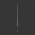 Elegant Decorative Sword With Green Handle Gold Accents And Long Slender Blade