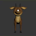 3D Cartoon Reindeer Model Standing With Brown Body White Nose Small Antlers And Smiling Expression