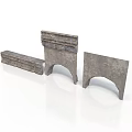 Gray Textured Concrete Architectural Decorative Elements With Curved Base Design 3d model