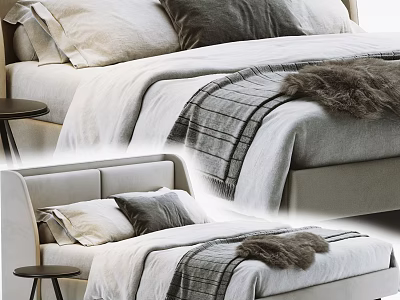 Modern Double Bed Fabric Double Bed 3d model