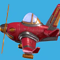 Red Cosmic Space Aircraft With Propeller And Transparent Cockpit Design