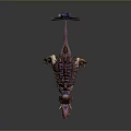 Roaring Fantasy Dinosaur Creature With Vibrant Red Purple Spikes Open Mouth And Tail Weapon