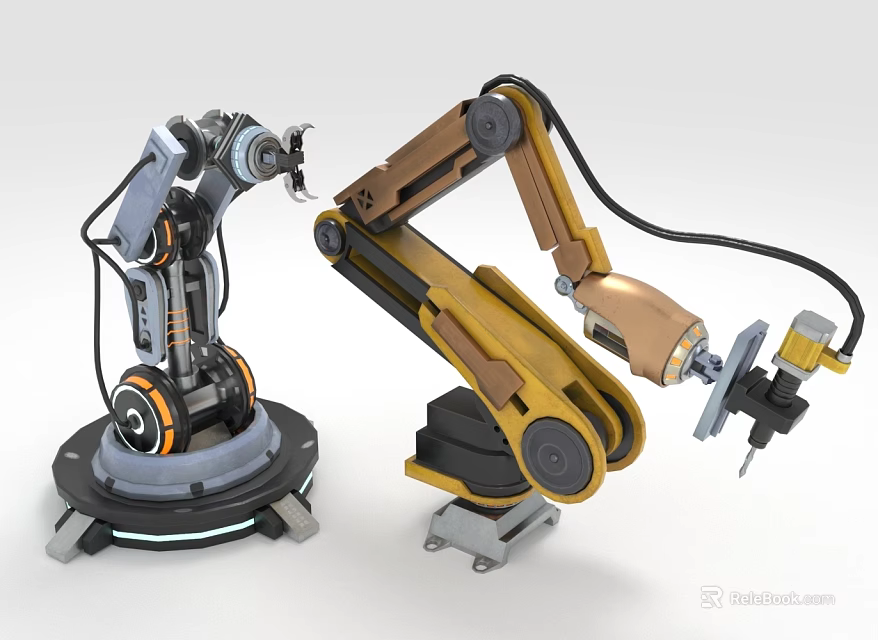 High Precision Industrial Robotic Arms With Mechanical Grippers For Factory Automation 3d model 