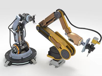 High Precision Industrial Robotic Arms With Mechanical Grippers For Factory Automation 3d model
