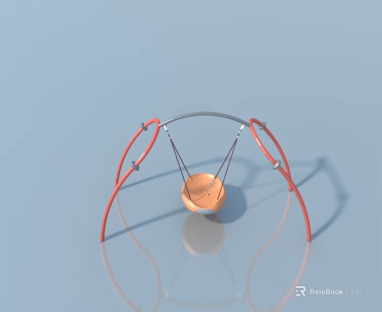 Red Frame Hinged Door With Orange Panel For Home Interior Use 3d model