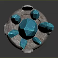 Turquoise Spiked Crystal Decorative Structure With Brown Base And Circular Accents