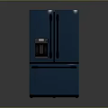Modern Blue Double Door Refrigerator Freezer with Drawer Style Bottom and Water Dispenser on Door