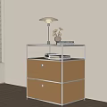 Modern Chest Of Drawers With Metal Frame Brown Drawers And Table Lamp On Top