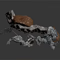 Futuristic Rocky Cliff Scene With Tall Tower And Metal Mechanical Structures