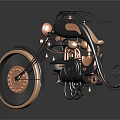 3D Rendered Black and Orange Futuristic Motorcycle With Unique Curved Design Details