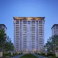 Modern High Rise Residential Building Surrounded by Trees With Blue Sky Exterior Lighting And Balconies