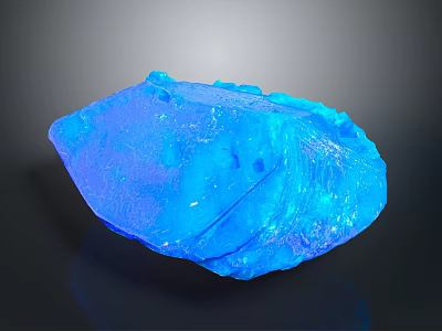 Natural Blue Raw Stone Crystal With Transparent Glossy Surface And Irregular Shape 3d model