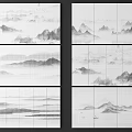 Chinese Landscape Pattern Wall Panels For Traditional Interior Decoration Design 3d model