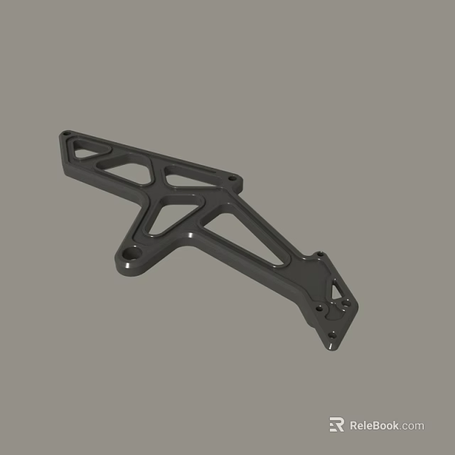 Black Metal Mechanical Bracket With Hollow Structure And Mounting Holes 3d model 