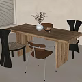 Minimalist Wooden Dining Table Set With Four Chairs Vase And Natural Light