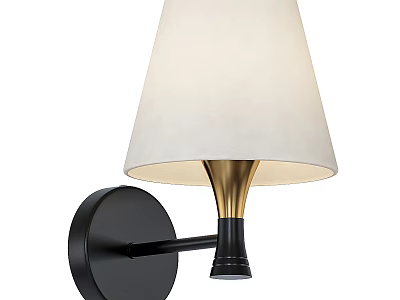 Modern Wall Sconce With White Lampshade Black Base And Golden Accent 3d model