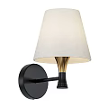 Modern Wall Sconce With White Lampshade Black Base And Golden Accent