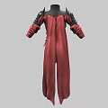 Red And Black Armor Style Tunic With Shoulder Details And Matching Pants