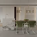 Modern Open Living Dining Room With Wooden Walls Sofa Dining Table And Red Pendant Light
