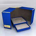 Luxury Tea Canister in Blue Box with Gold Trim Open Design and Greeting Card