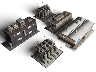 Heavy Industry Engineering Construction Oil Storage Tank Chemical Raw Materials Refinery Plant Transformer Chemical Plant 3d model