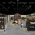 Modern Fashion Specialty Store Interior With Shoe Racks Display Tables Stools and Bags