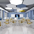 Modern classroom computer room 3d model