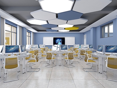 Modern classroom computer room 3d model