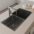 Sink faucet induction cooker middle island water bar 3d model