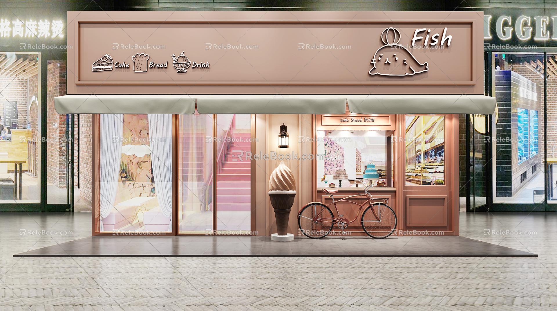 Modern Door Head Milk Tea Dessert Shop Ice Cream 3d model