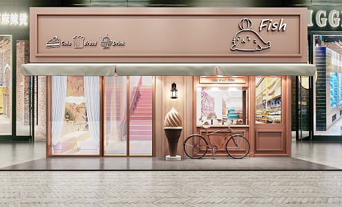 Modern Door Head Milk Tea Dessert Shop Ice Cream 3d model