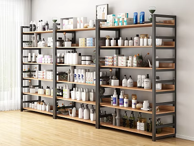 Home Storage Shelving Units With Multiple Layers Metal Frame And Wooden Shelves Organizing Various Items 3d model