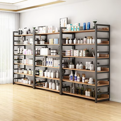 Home Storage Shelving Units With Multiple Layers Metal Frame And Wooden Shelves Organizing Various Items 3d model