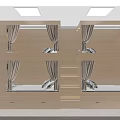 Modern Dormitory Room Interior With Wooden Bunk Beds Curtains Lockers And Drawers