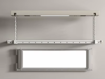 Modern Ceiling Mounted Clothes Hanger With Chain And Metal Frame 3d model